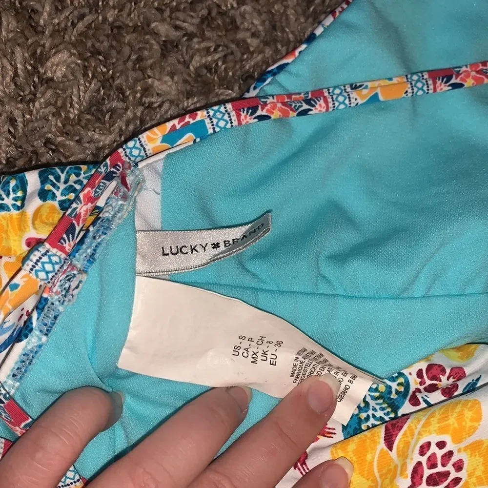 Lucky brand patterned one-piece floral swimsuit, size S.